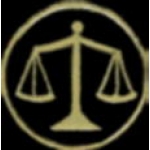 SCALES OF JUSTICE PIN BLACK GOLD ROUND PIN